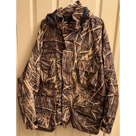 Vintage Mossy Oak Jacket Mens XL Shadow Grass Duck Hunting‎ Bomber With Hood